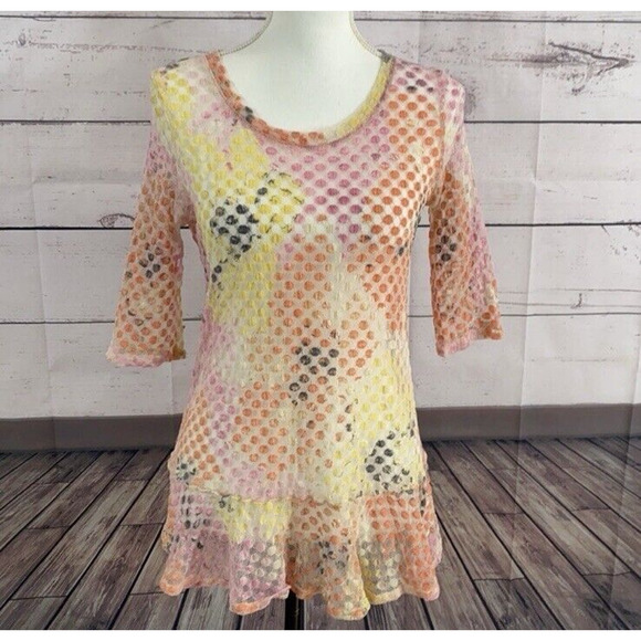 John Paul Richard Top Blouse Womens Large Multicolor Mesh Knit Costal Breathable - Picture 2 of 12